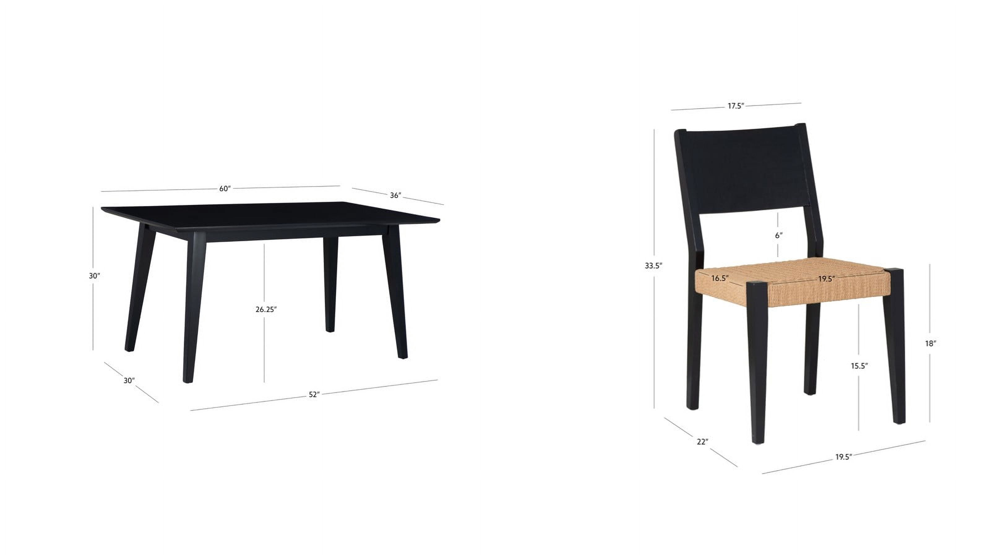 Powell Crawford 5-Piece Indoor Dining Set, Black