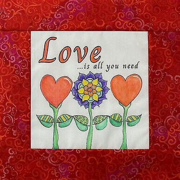 Love is all you need Pre Printed mini quilts ready to color by Lauretta Crites
