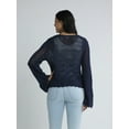 thumbnail image 2 of Time and Tru Women's Tie Front Pointelle Sweater with Long Sleeves, Lightweight, Sizes XS-XXXL, 2 of 5