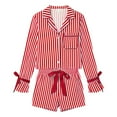 thumbnail image 4 of Womens Silk Pajamas Set Valentines Pjs Women Long Sleeve Stripe Button down Sleepwear Pajama Sets for Women, 4 of 4