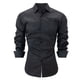 thumbnail image 1 of Ceisia Men's Solid Satin Long Sleeve Dress Shirt with Chest Pocket for Business & Casual Wear Black L Gifts, 1 of 6
