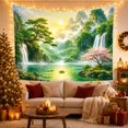 thumbnail image 3 of Ethereal Mountain Lake with Waterfalls in Mist, Dreamy Digital Art for Nature Lovers, Japanese Inspired Landscape Wall Decor, Housewarming Gift, Tapestry Wall Hanging for Bedroom and Living Room, 3 of 7