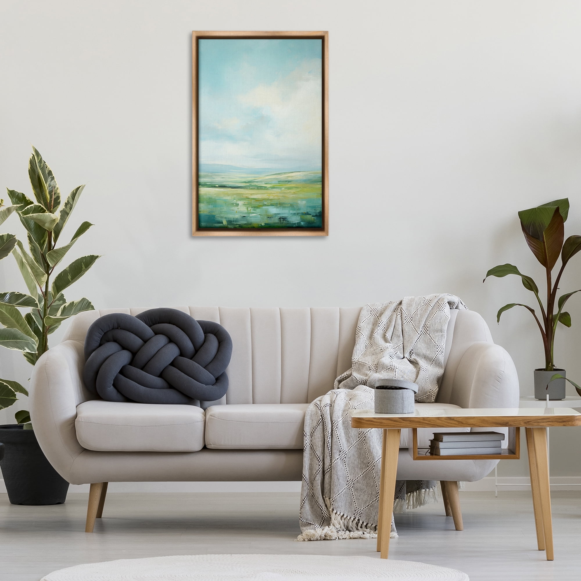 Stupell Industries Scenic Countryside Clouds Landscape & Nature Painting Brown Floater Framed Canvas Art Print Wall Art, 21 x 31