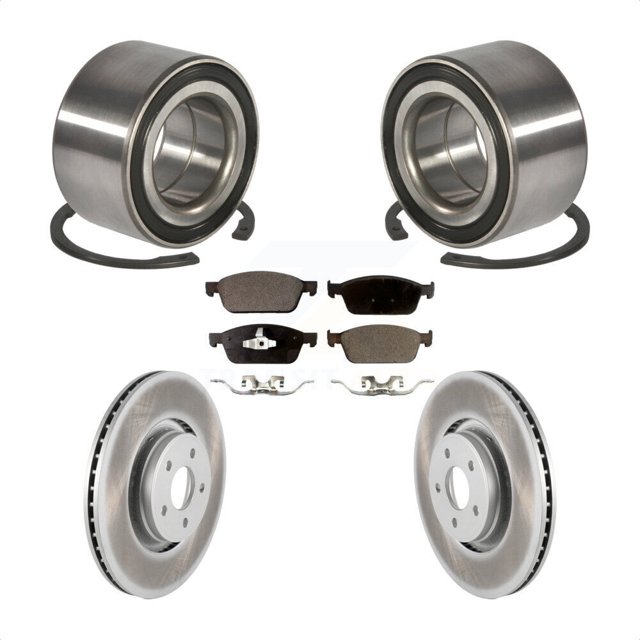 Transit Auto Front Wheel Bearing Coated Disc Brake Rotors and Ceramic Pads Kit for Car Ford Focus Lincoln MKC KBB-102104