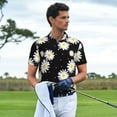 thumbnail image 2 of Kdxio Daisies Flowers Print Men's Short Sleeve Polo Shirt,Midweight Men's Shirt, 2 of 6