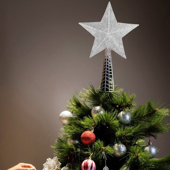 HAMPPLIES Tiny Tree Topper 1Set White Plastic Star for Christmas Tree Decor