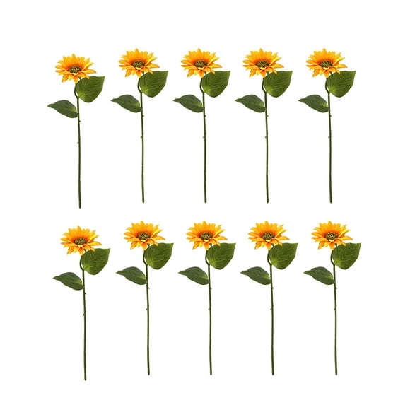 Girasol Artificial Delicada Flor Falsa Exquisita Simulación Ramo De Girasol Decoración Floral Tela De Seda Flores Adorno De Escritorio Para Escenario Boda Tienda Ventana 10Pcs Vogacara HA019358-00