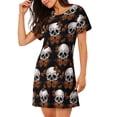 thumbnail image 2 of Fotbe Butterfly Skull Bata de Dormir para Mujer con Estampado, Camisón de Algodón de Manga Corta, Ropa de Dormir Casual, 2 of 6