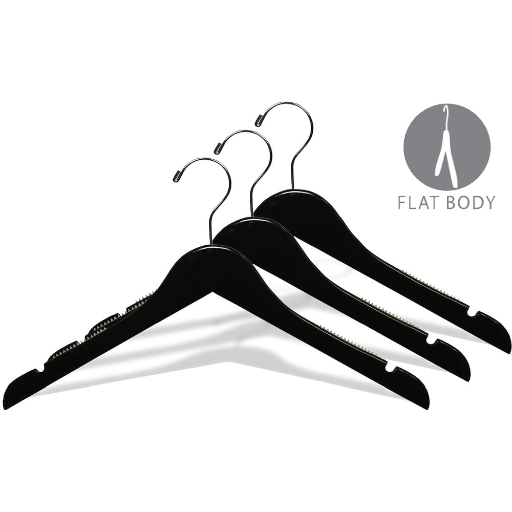 INTERNATIONAL HANGER 15 inch White Wood Top Hanger with Non-Slip Shoulder Grips, 100