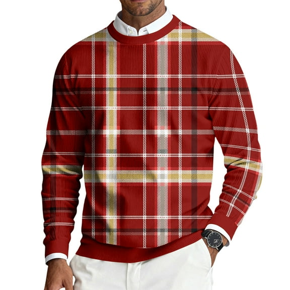 Homeyce Mens Knitted Christmas Sweaters Crewneck Ribbed Long Sleeve Sweaters Christmas Colorful and Funny Casual Loose Fit Ugly Pullover Tops Soft Knitted Xmas Pullover Tops,Red 3XL