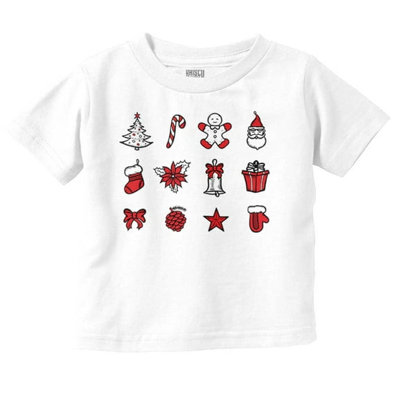 Classic Christmas Holiday Ornaments Toddler Baby Graphic T Shirt Brisco Brands 6M