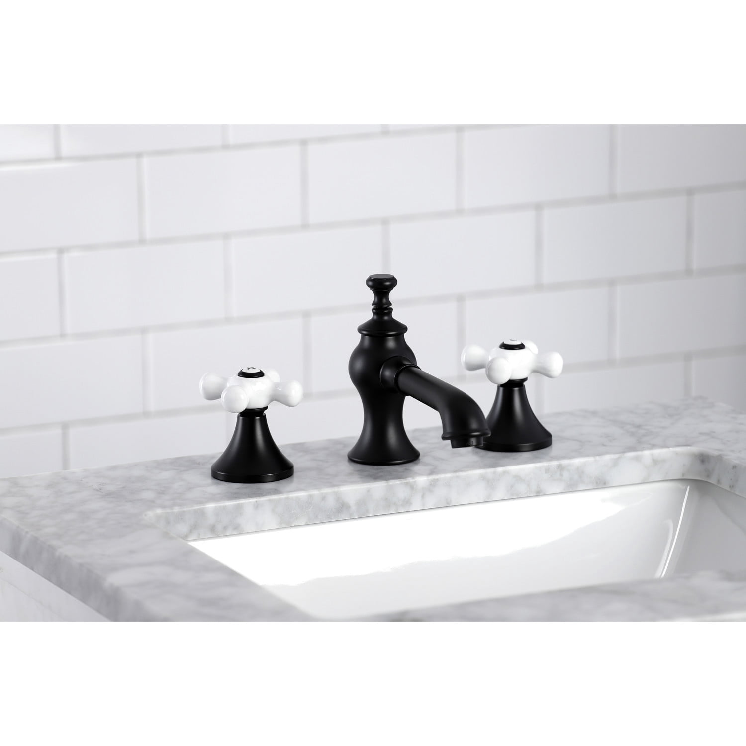 Kingston Brass KC7060PX Vintage 8 in. Widespread Bathroom Faucet, Matte Black
