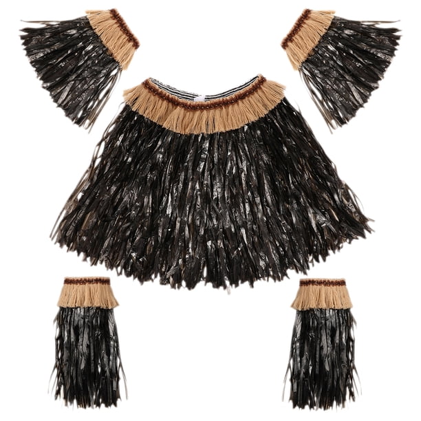 1 conjunto de atuendos de mujer de la fiesta de la fiesta hawaiiana Falda de los accesorios hawaianos