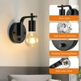 thumbnail image 4 of Wall Sconces Set of Two, Wall Light with Switch, Dimmble Black Sconce Lights Indoor, Wall Lights for Bedroom, Bedside Wall Lamps, 4 of 6