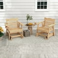 thumbnail image 2 of Patiojoy 2PCS Outdoor Fir Wood Rocking Chair Outdoor Glider Chair with Rotatable Hidden Cup Holder and Curved Seat, 2 of 8
