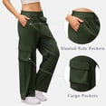 thumbnail image 5 of AherBiu Juniors Cargo Pants for Women Elastic Waisted Straight Leg Hiking Casual Loose Fitted Work Cargos with Multi Pockets(XX-Large,Army Green), 5 of 6