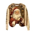 thumbnail image 2 of Womens Tops Plus Size Christmas Printed Long Sleeve Round Neck Print Loose Sweatshirt Khaki L, 2 of 4