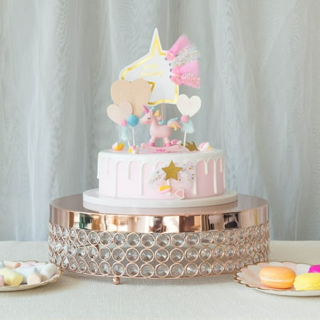 Rose Cake Plate - Efavormart Rose Gold Fancy Beaded Crystal Metal Cake Centerpiece Stand Wedding Birthday Party Rise Cake Stand - 13.5