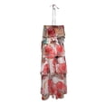 thumbnail image 4 of Women Summer Dresses Women's Elegant Off Shoulder Chiffon Floral Dress Floral Print Halter Neck Sleeveless Long Sleek Evening Gown with Flowing for Occasions Beach Vacation Red L, 4 of 5