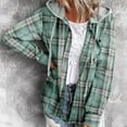 thumbnail image 2 of Kaprioy Womens Buffalo Plaid Hoodie Sweatshirts Button Drawstring Hooded Long Sleeve Fall Fashion Shacke tCasual Shirts with Pocket Green, L, 2 of 6