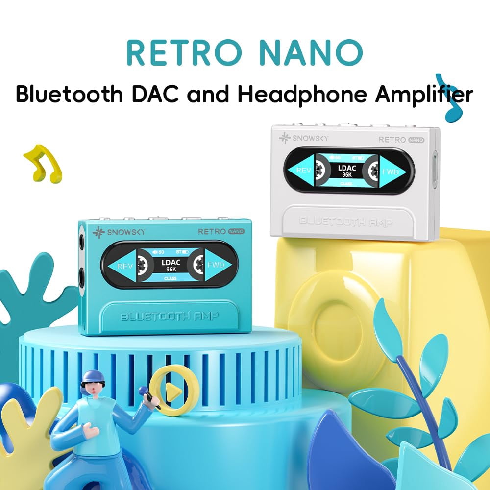 FiiO/Snowsky Retro Nano Bluetooth USB DAC AMP with LDAC, aptX Adaptive, aptX LL (3.5mm Unbalanced & 4.4mm Balanced Output) (White)