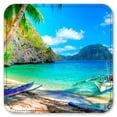 thumbnail image 2 of Vinyl Drink Coasters - Set of 4 - Catamarans on the Beach, 2 of 3