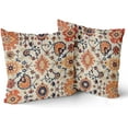 thumbnail image 2 of Navy Blue Orange Boho Pillow Covers 16x16 Set of 2 Rustic Ethnic Carpet Pattern Geometric Vintage Floral Print Decorative Throw Pillows Fall Farmhouse Cushion Case Decor for Couch Sofa Bed, 2 of 6