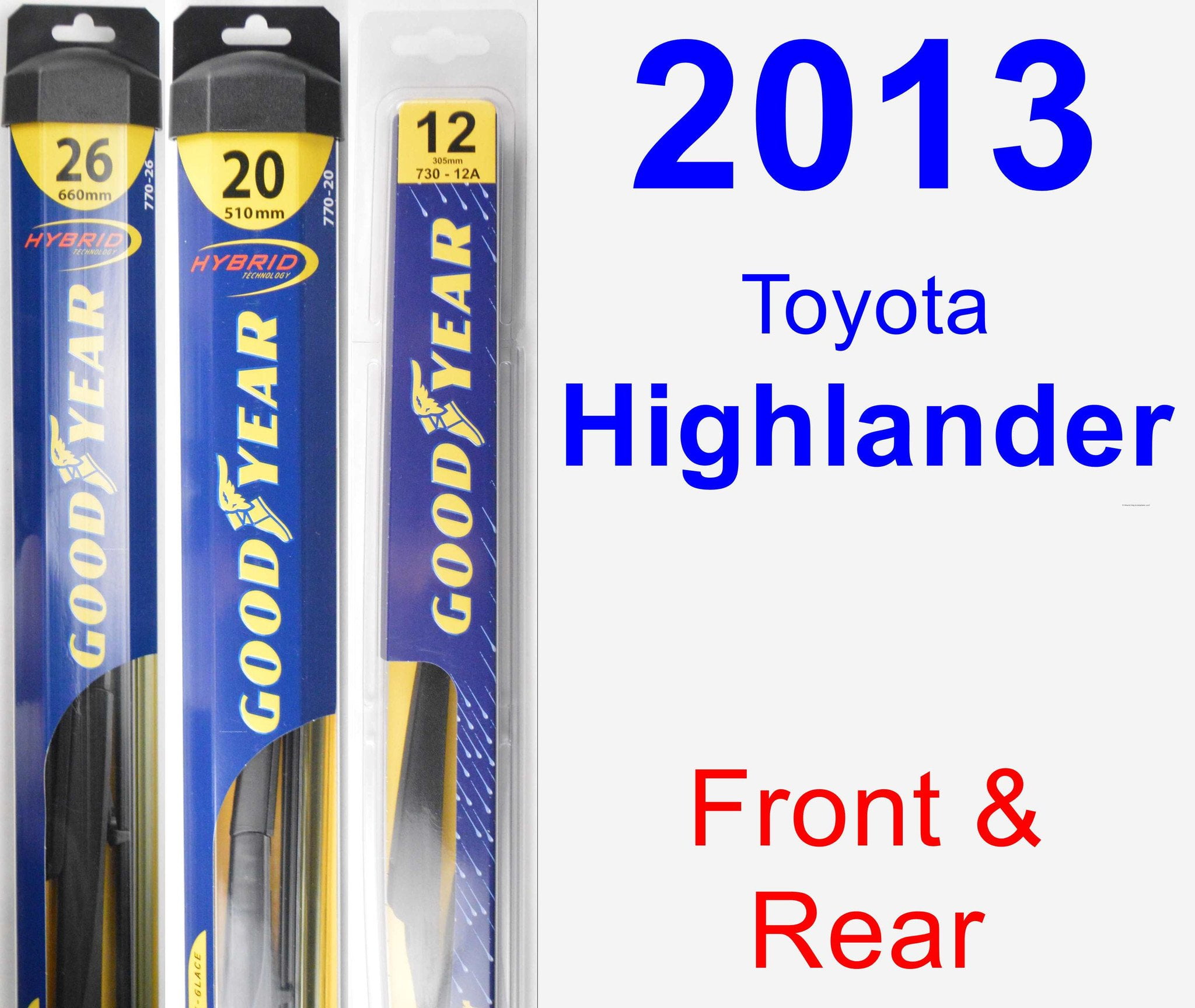 2013 Toyota Highlander Wiper Blade Set/Kit (Front & Rear) (3 Blades) - Rear - Walmart.com What Size Wiper Blades For 2013 Toyota Highlander