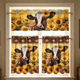 thumbnail image 4 of Sunflower Cow Print Kitchen Short Curtains, Rustic Farmhouse Rod Pocket Window Tier Curtains for Country Kitchen Cafe Window Decor, 4 of 7