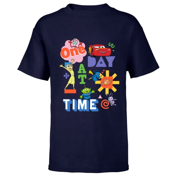 Disney PIXAR Feelin’ Fine One Day At A Time - Short Sleeve T-Shirt for Kids - Customized-Navy