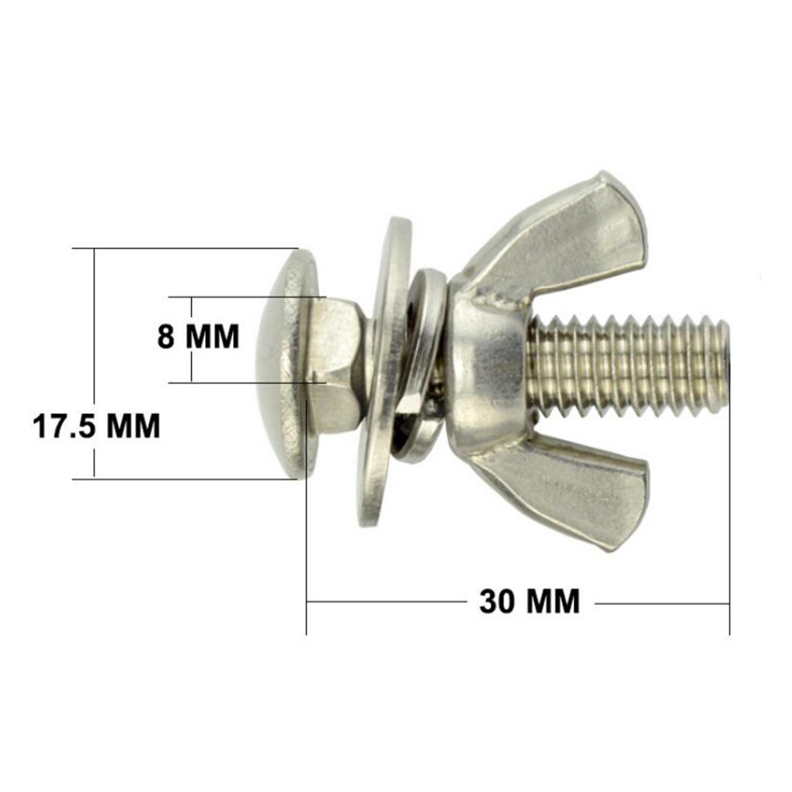 2Pcs Tech Diving Butterfly Screw s Wing Nuts Thumb Screws Fastener 316 Stainless for Backplates Accessories, Rust Resistance - image 4 of 5