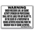 thumbnail image 1 of SIGNMISSION WS-Missouri Equine Missouri - Activity Liability Warning Statute Horse Farm Barn Stable Equine Sign, 1 of 1
