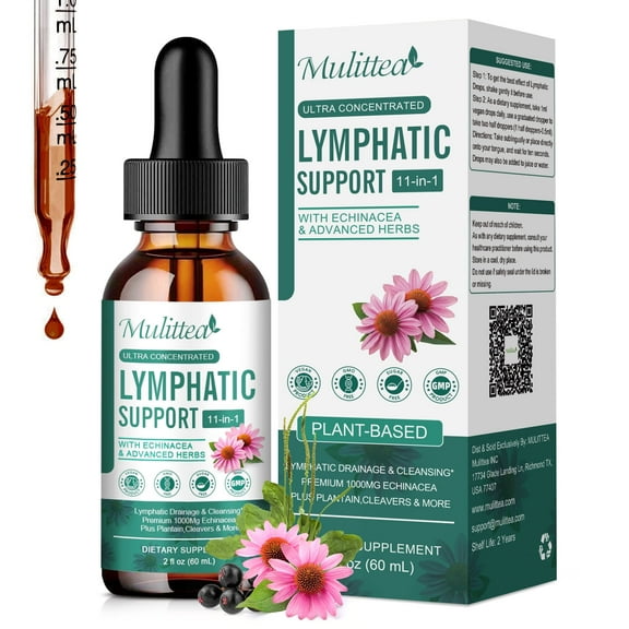Lymphatic Support Drops, 11-In-1 Organic Lymphatic Cleanse for Immune Support & Liver Health,2 fl oz