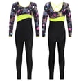 thumbnail image 2 of iiniim Graffiti Printed Long Sleeve Leotard for Girls Gymnastics Dancewear Ballet Training Outfit 6-16 Fluorescent Yellow 6, 2 of 7