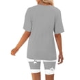 thumbnail image 5 of GERsome Womens 2 Piece Short Sleeve Tops and Biker Shorts Outfits Solid Color V Neck Workout Tracksuits S-3XL, 5 of 5