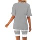 thumbnail image 4 of Blusas para las Mujeres Casual Impreso Cuello en V Manga Corta Blusa Pantalones Cortos, Conjuntos de Ropa para las Mujeres, 4 of 5