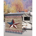 thumbnail image 5 of 4th of July RV Awning Sun Shade Screen 9'X7' Patriotic Stars Mesh Sunscreen Red White and Blue Wood Grain Awning Shade Screen with Zipper UV Blocker Completed Kits for RV Motorhome Camper, 5 of 7
