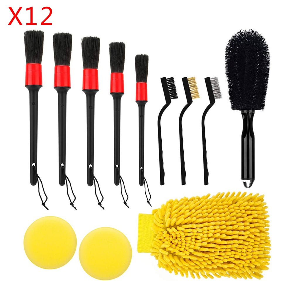 12pcs Car Detailing Brush Kit Truck Vehicle Auto Wheel