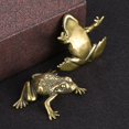 thumbnail image 2 of Brass Frog Statue, Vintage Solid Brass Frog Sculpture,Brass Feng Shui Money Frog 2 Pcs, 2 of 6