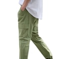 thumbnail image 3 of Men's Classic-FIT Fashion Casual Solid Color Multiple Cargo Pockets Elastic Rope Casual Pants Spring/Summer Pants for Men Army Green M, 3 of 3