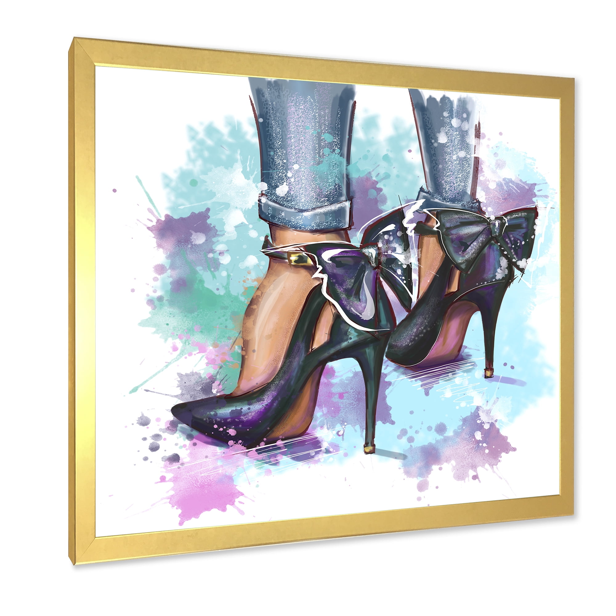 Designart 'Bright Colorful Trendy Woman Fashion Shoes' Modern Framed Art Print