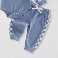 thumbnail image 6 of TOWED22 Newborn Baby Boy Girl Clothes Checkered Plaid Long Sleeve Waffle Knit Romper Pants Set 2 Piece Fall Winter Outfits,Blue,12-18 M, 6 of 7