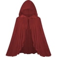thumbnail image 2 of Classic Velvet Hooded Cape for Women, Short Hooded Cloak with Tie Closure, Medieval Fairytale Halloween Cosplay Costume Cape for Party, 2 of 4