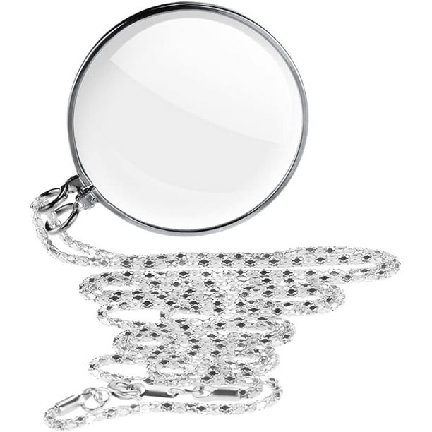 5X Necklace Magnifier Hanging Loupe Utility Monocle Lens Coin Magnifying  Glass with 450mm Metal Chain for Jewelry Reading