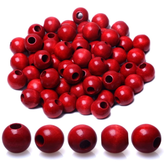 Wood Beads TOP HUNTER, 16 mm, rojo oscuro, 120 unidades, agujero grande
