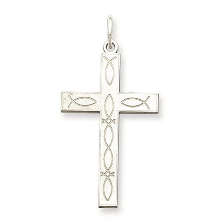 Sterling Silver Laser Etched Engravable Solid Cross Charm Pendant