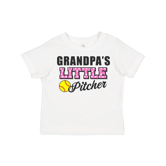 Inktastic Grandpa's Little Pitcher Softball Girls Toddler T-Shirt