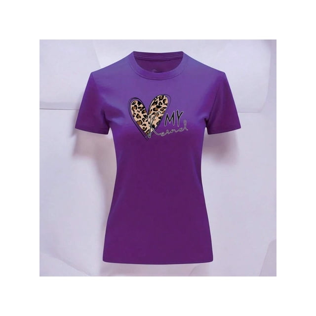 Playera Blusa Con Estampado De Corazon My Kernel Animal Print Ropa Para Mujer Color Morado Talla Chica Marca Emil SaEs