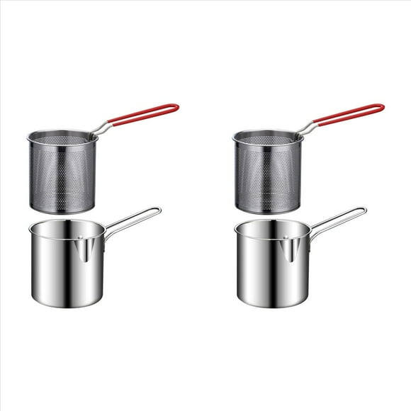 2X Olla para Freír Olla con Cesta Freidora de Acero Inoxidable para Freír Pescado, Camarones, Pollo y Patatas Fritas