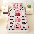 thumbnail image 3 of Manfei Gothic Spider Web Print Twin Sheets,Bat And Skull Halloween Bedding,3-Piece,1 Flat Sheet,1 Fitted Sheet and 1 Pillowcase, 3 of 6